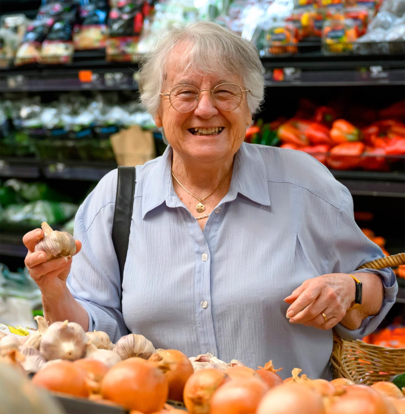 Senior in grocery store