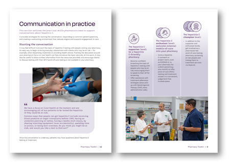 Sample pages in the toolkit