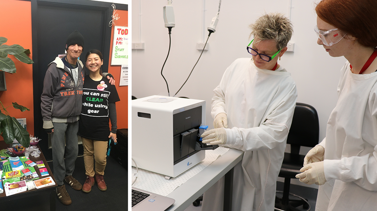 Photos of people involved in the hepatitis C partnership and research.
