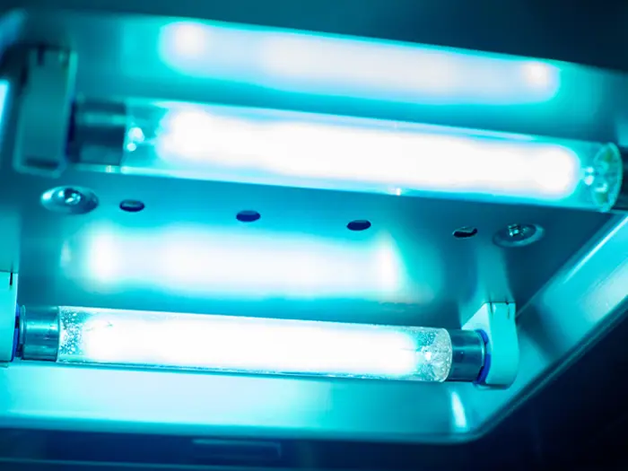 Glowing UV lamps.