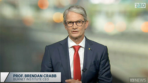 Image: Burnet Director and CEO Professor Brendan Crabb on ABC TV's 7.30 program on 23 January